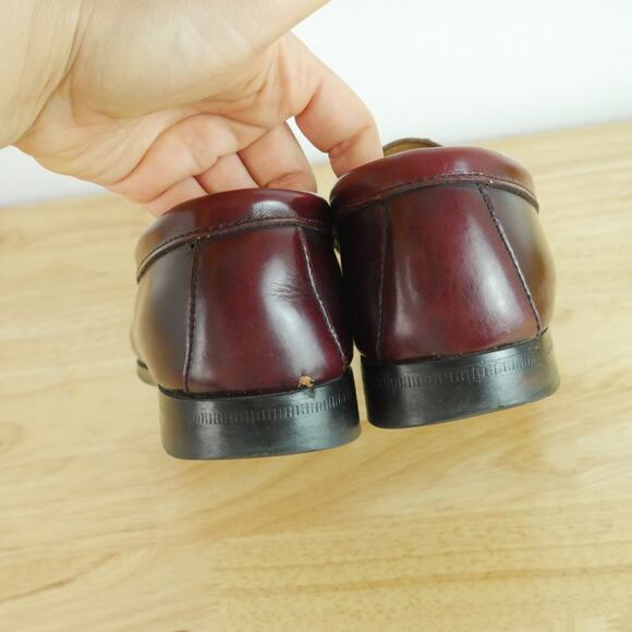Vintage Mens 9 1/2 Penny Loafers Burgundy Slip On Shoes Preppy Classic Heritage main image 13